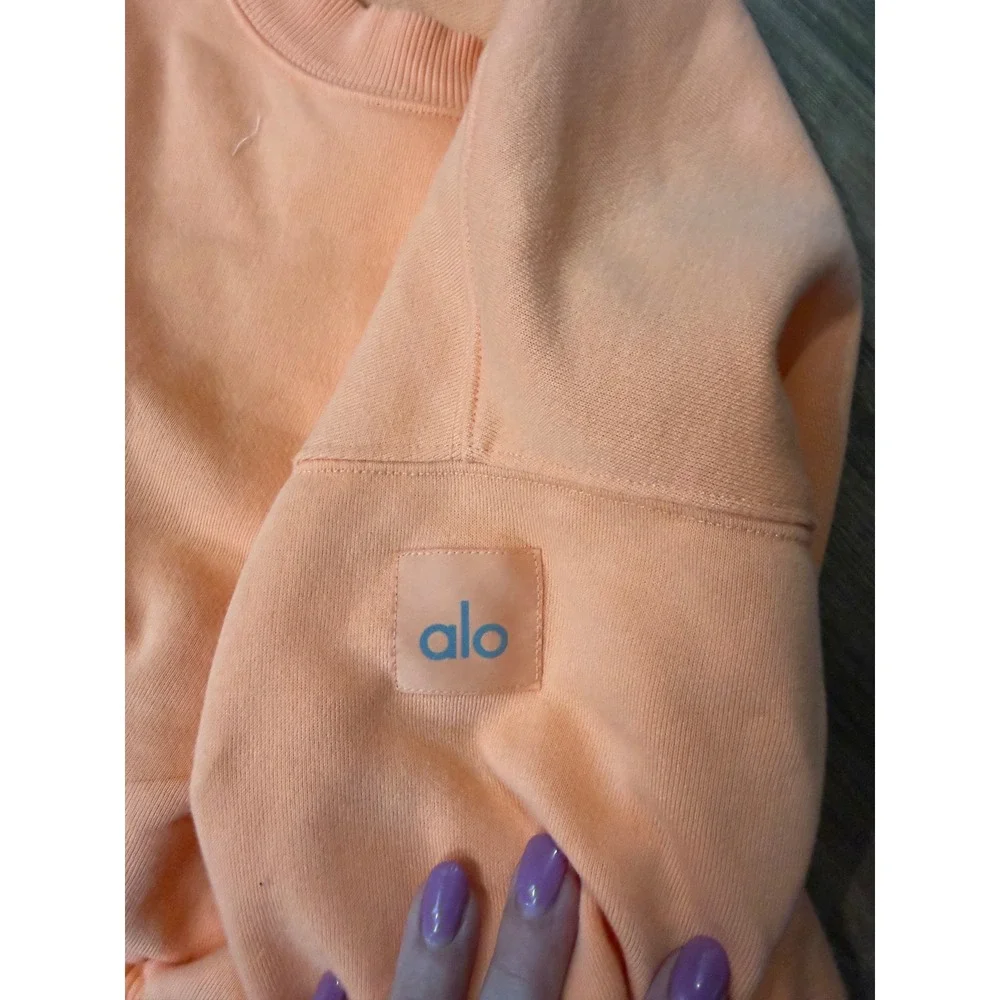 Alo Yoga Cropped Sweatshirt Orange Long Sleeve Crew Neck Pullover XS